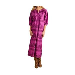 NEW DOUBLE A madeleine dress in garden motif violet
